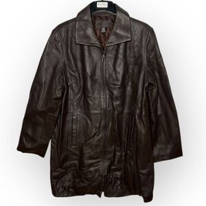 Jaclyn Smith, Y2K Long Jacket Dark Brown Genuine Leather Coat, Women’s X-Large